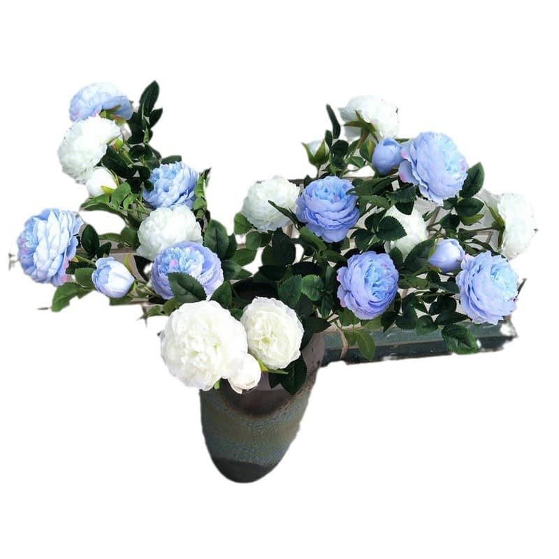 Spot wholesale three -headed simulation foreign peony Brazilian rose artificial silk flower wedding hotel decorative fake flowers 5