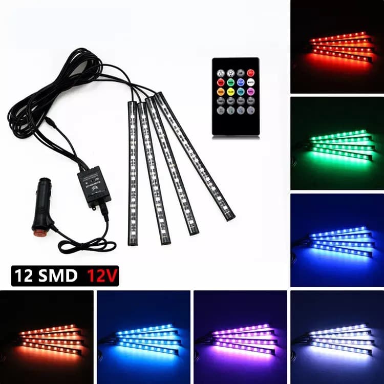 The car LED car drags four 12 lights to the soles of the bottom atmosphere light, color control remote control indoor modified atmosphere, USB 2