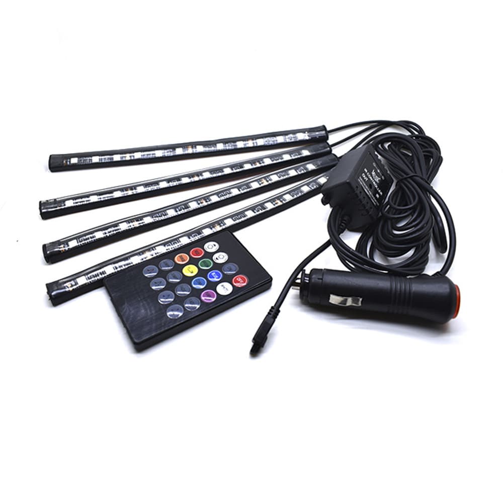 The car LED car drags four 12 lights to the soles of the bottom atmosphere light, color control remote control indoor modified atmosphere, USB 5