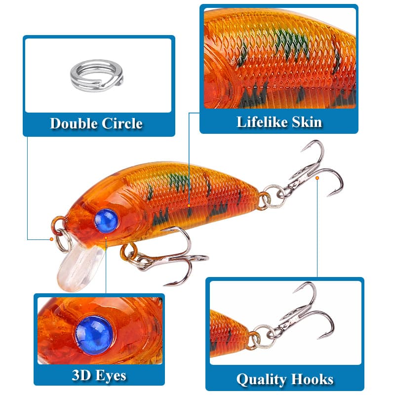 Cross -border Luya bait simulation bait 5cm/4.2g Mino rock simulation hard bait fake bait sea fishing set of freshwater fishing gear 4