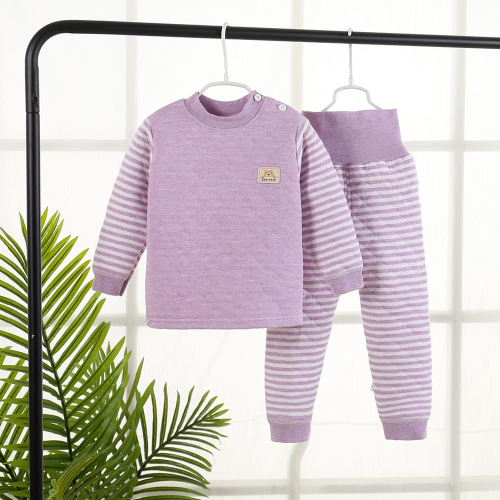 Children's keep warm set, quilted underwear, umbilical bandage, trousers, pijama, increased thickness, high waist 3