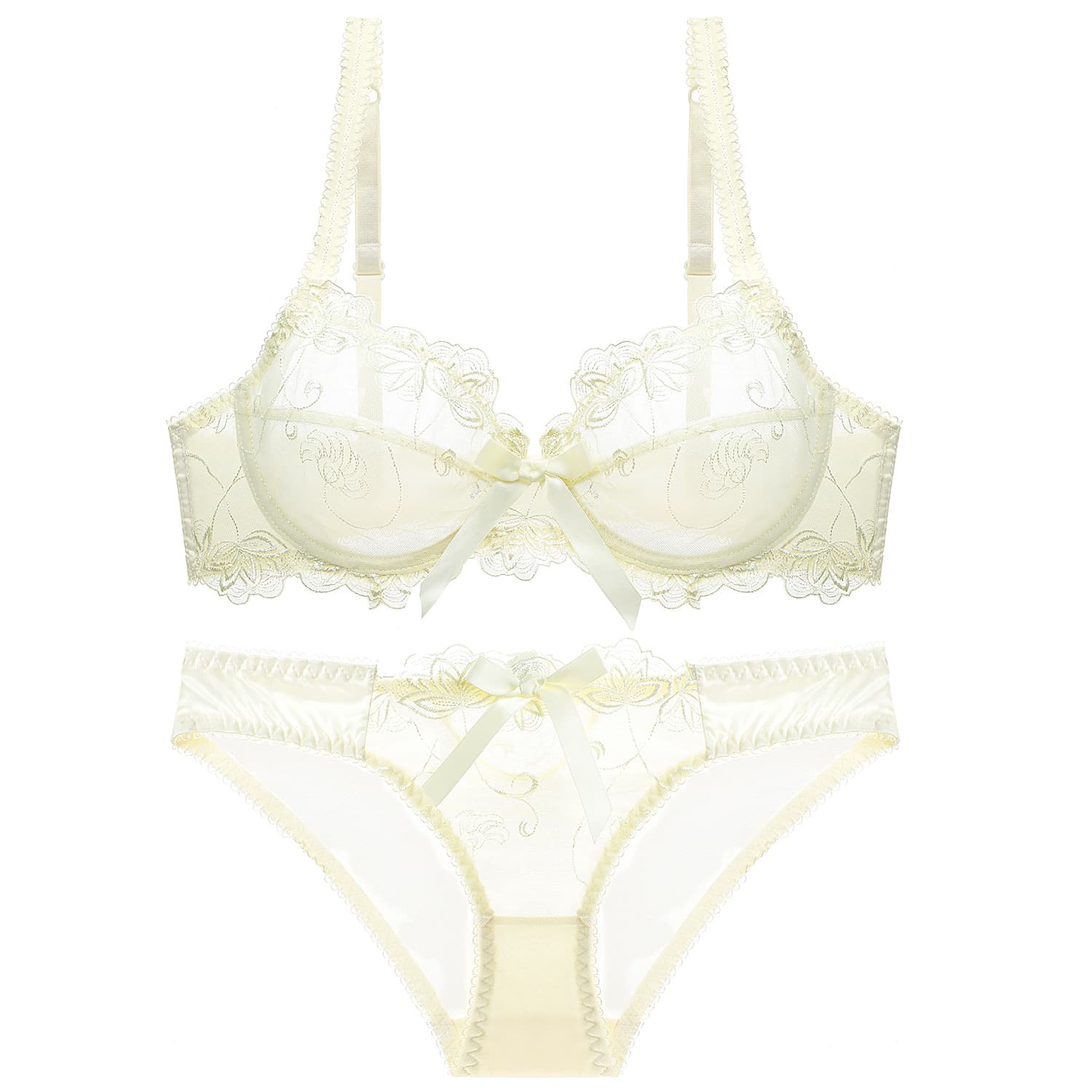 Ultra thin transparent underwear, breathable sexy bra, set, European style, with embroidery, plus size 5