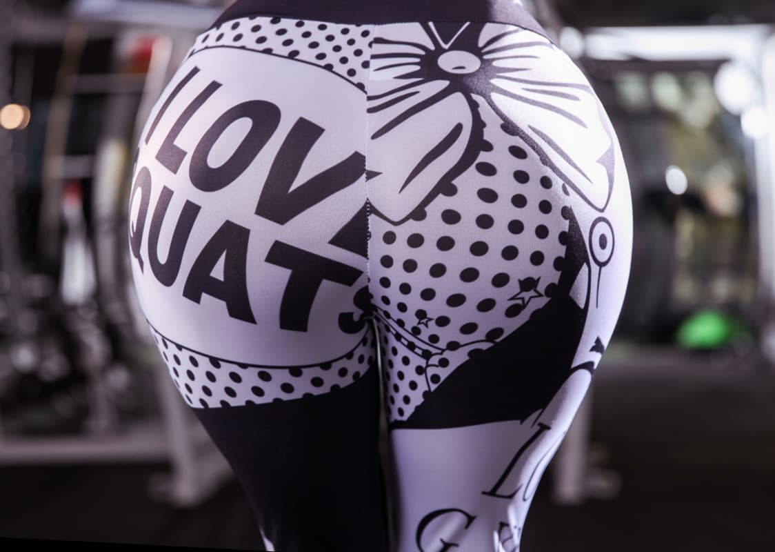 European and American spot explosion Digital Printing Girl Face Black and White Print Ms. Yoga Fitness Bottom Gants 7105 3