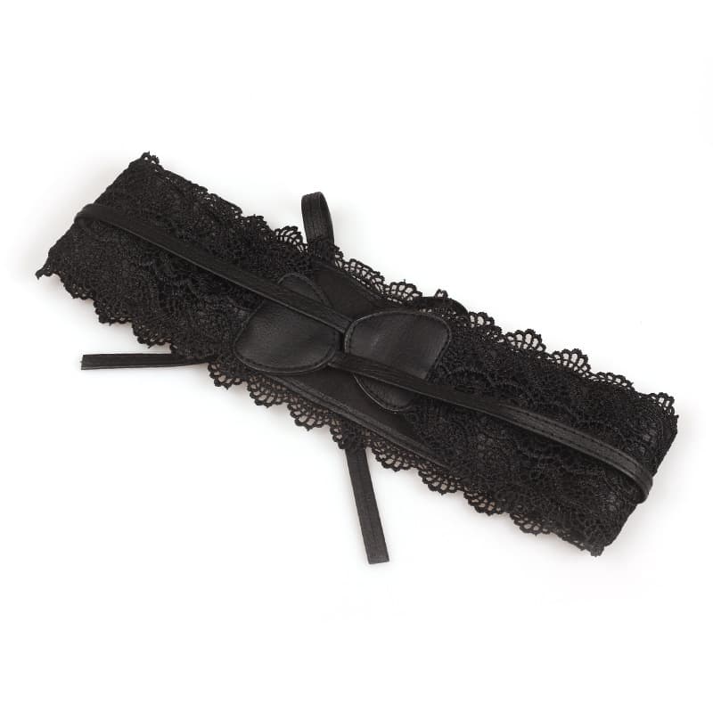 Multicoloured lace cute waist belt, lace dress 5