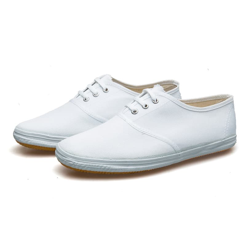 Wholesale student canvas shoes white sneakers lace small cloth shoes dance dancing men's and women's white sneakers 2