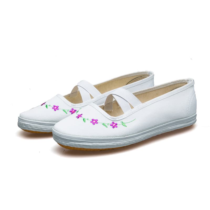 Wholesale student canvas shoes white sneakers lace small cloth shoes dance dancing men's and women's white sneakers 3