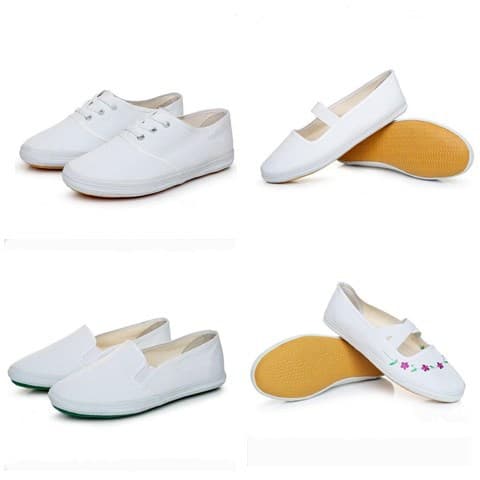 Wholesale student canvas shoes white sneakers lace small cloth shoes dance dancing men's and women's white sneakers