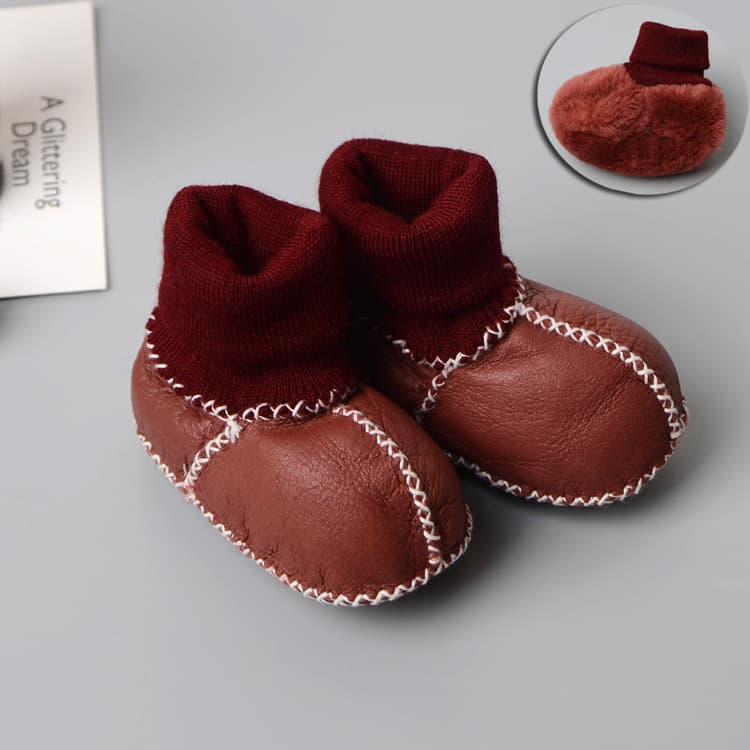 Autumn and winter genuine sheepskin fur all-in-one baby toddler shoes, socks, baby shoes, soft soles and velvet wool all-in-one shoes 4