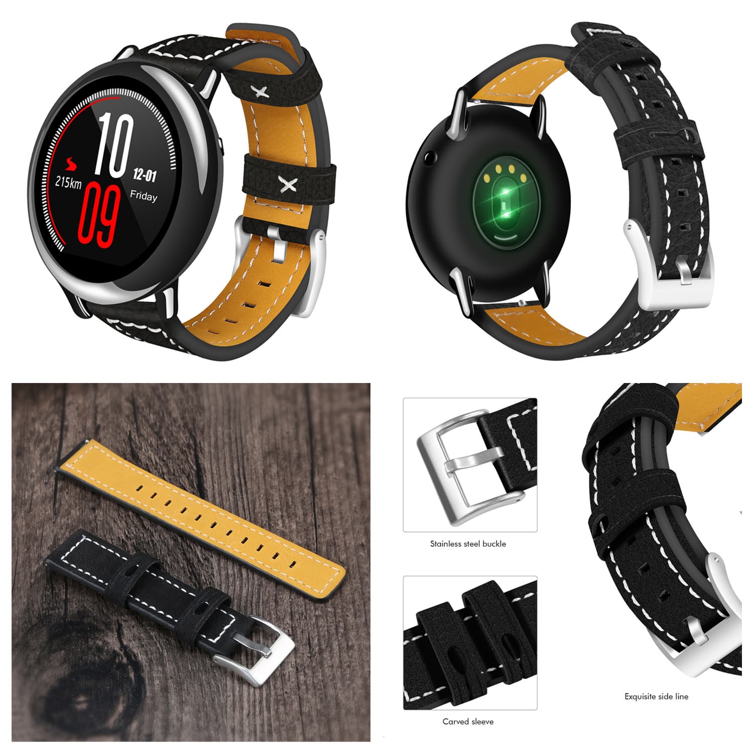 Suitable for Huami's new single-turn carved watch strap Huami Amazfit Youth Edition leather first-layer watch strap 2