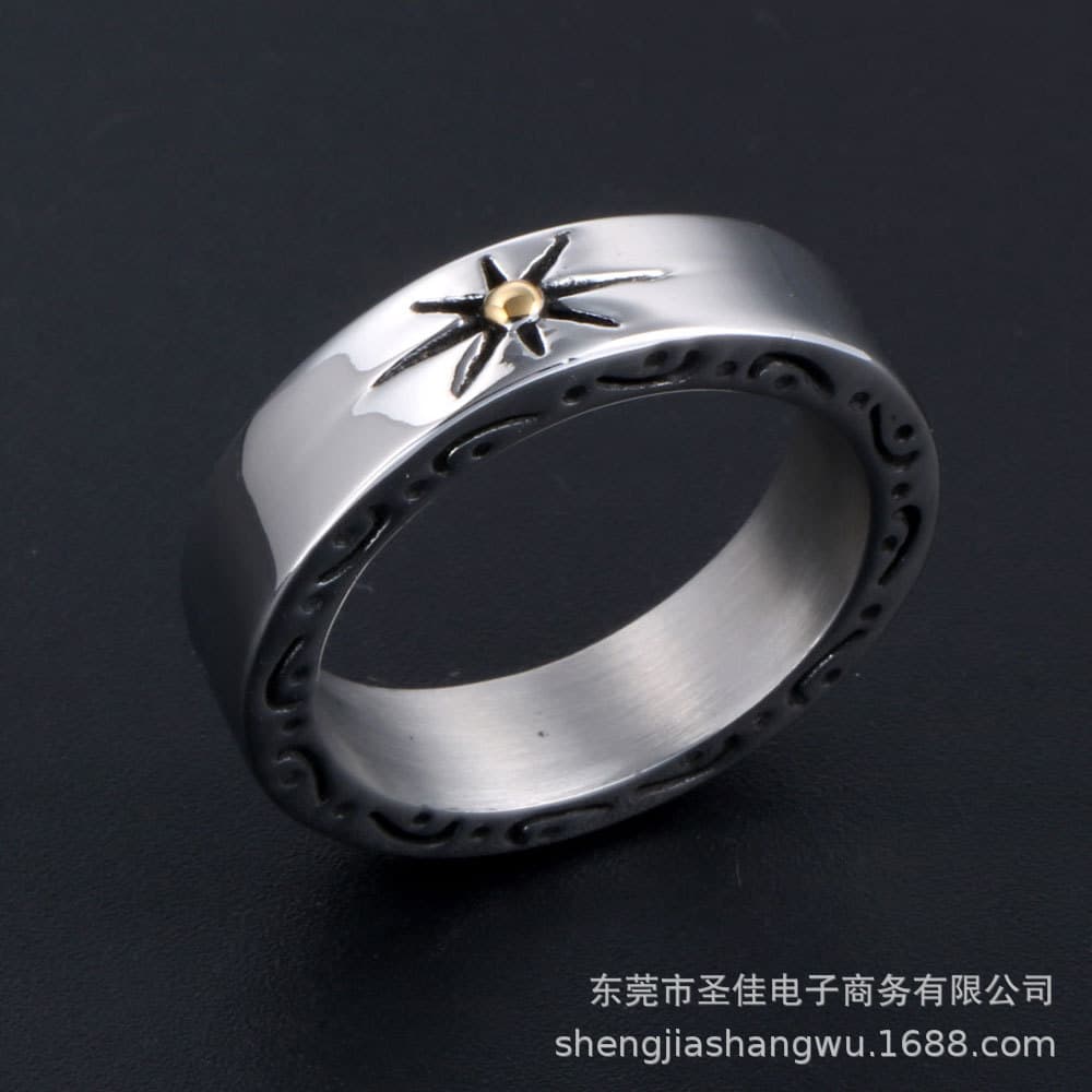 Retro fashionable ring stainless steel solar-powered, simple and elegant design, on index finger 4