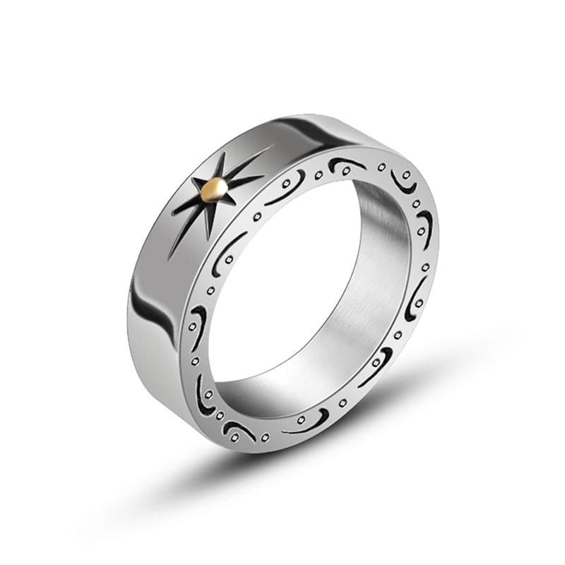 Retro fashionable ring stainless steel solar-powered, simple and elegant design, on index finger 5