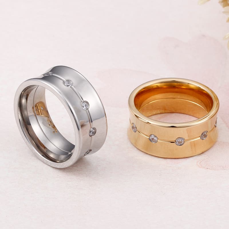 (Wholesale), classic accessory, ring stainless steel, Korean style, 10mm, 18 carat 4