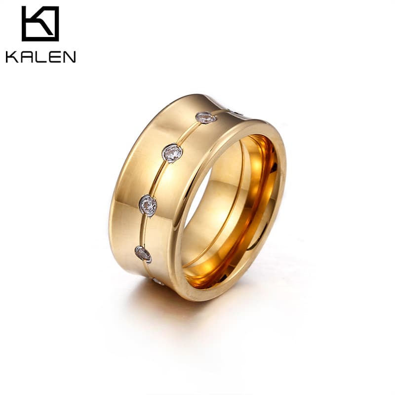 Classic accessory, ring stainless steel, Korean style, 10mm, 18 carat