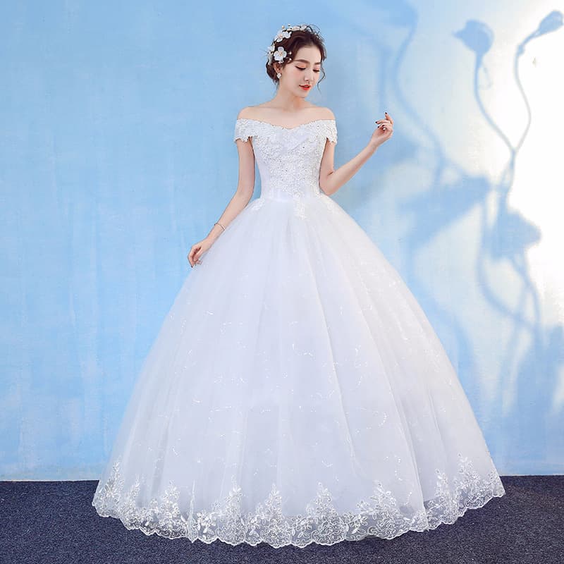 Wedding dress for bride, open shoulders, Korean style 2