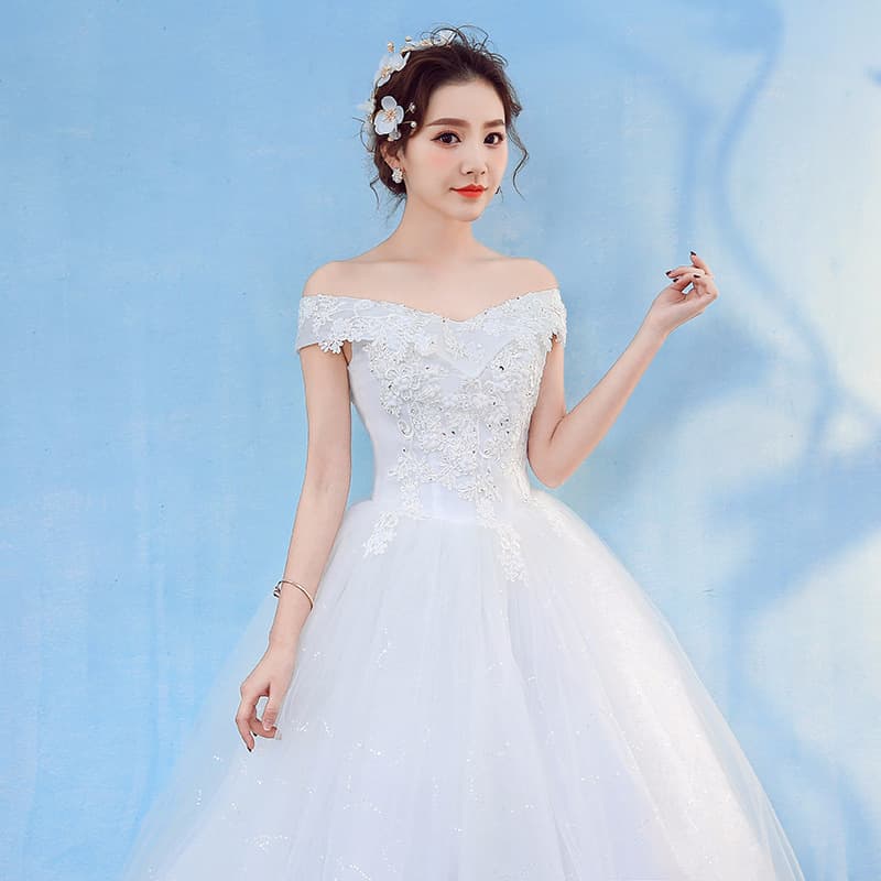Wedding dress for bride, open shoulders, Korean style 4