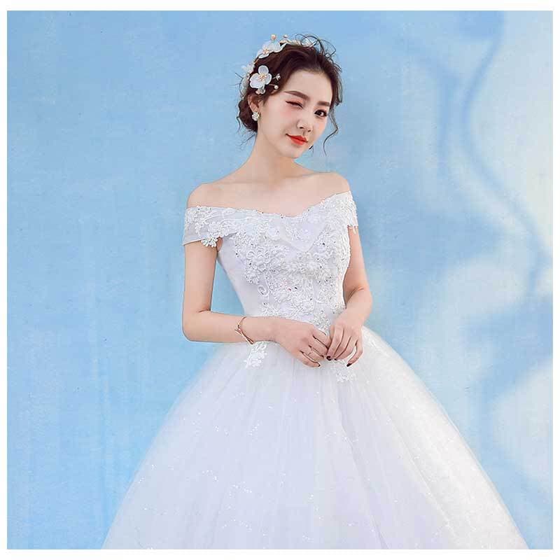 Wedding dress for bride, open shoulders, Korean style 5