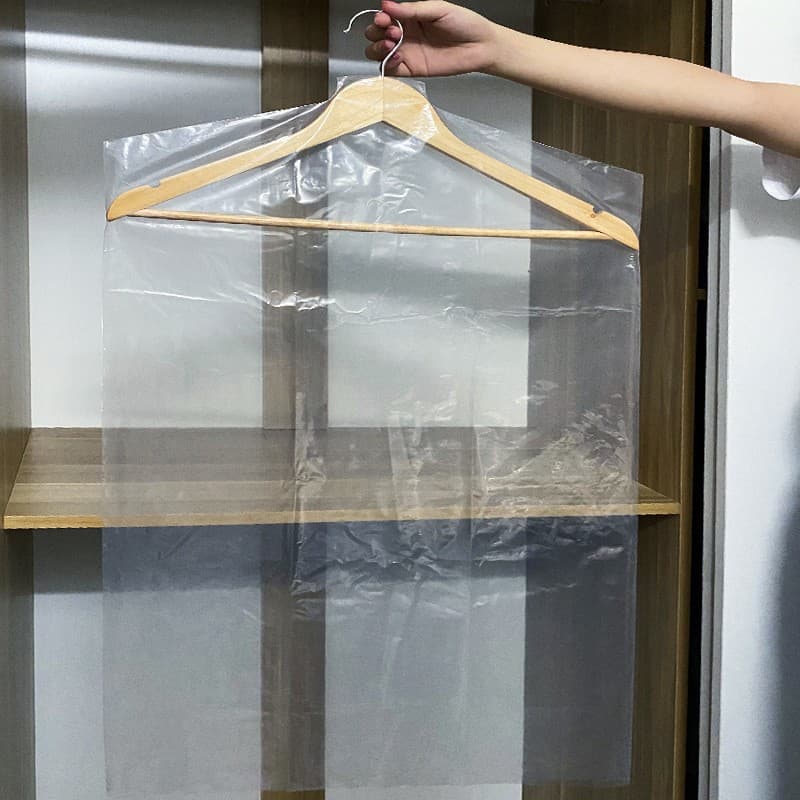 Clothes dust cover transparent disposable hanging clothes bag dry cleaning shop suit coat dust cover clothing plastic dust bag 3