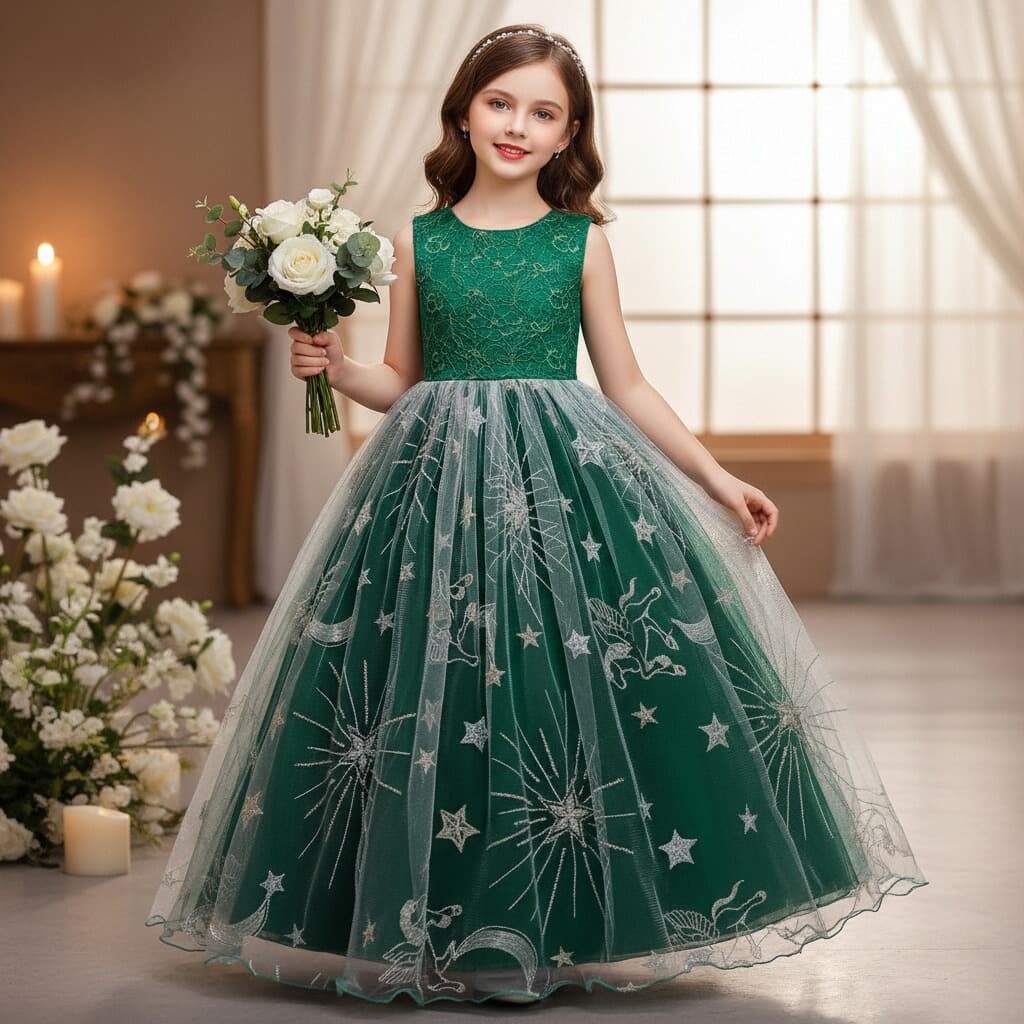 (Cross-border trading), long evening dress, lace children's school skirt, suit, tulle 4