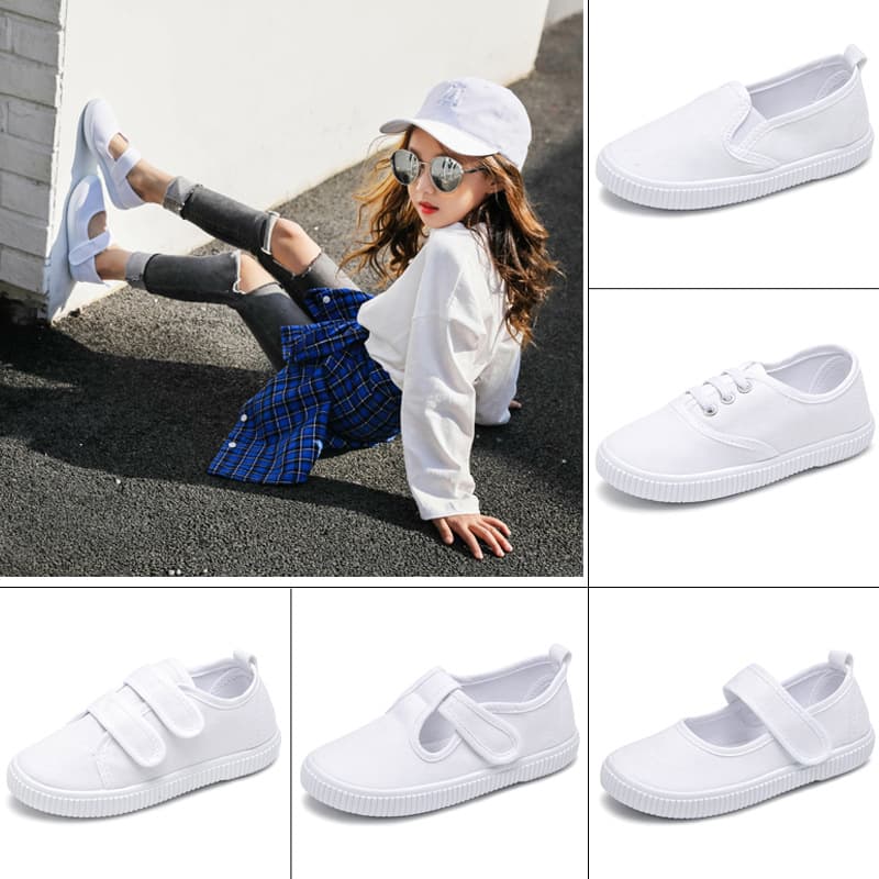 (Wholesale), autumn children's white white sneakers, cloth espadrilles for boys for students, white shoes, Collection Year 2026, suitable for spring and autumn