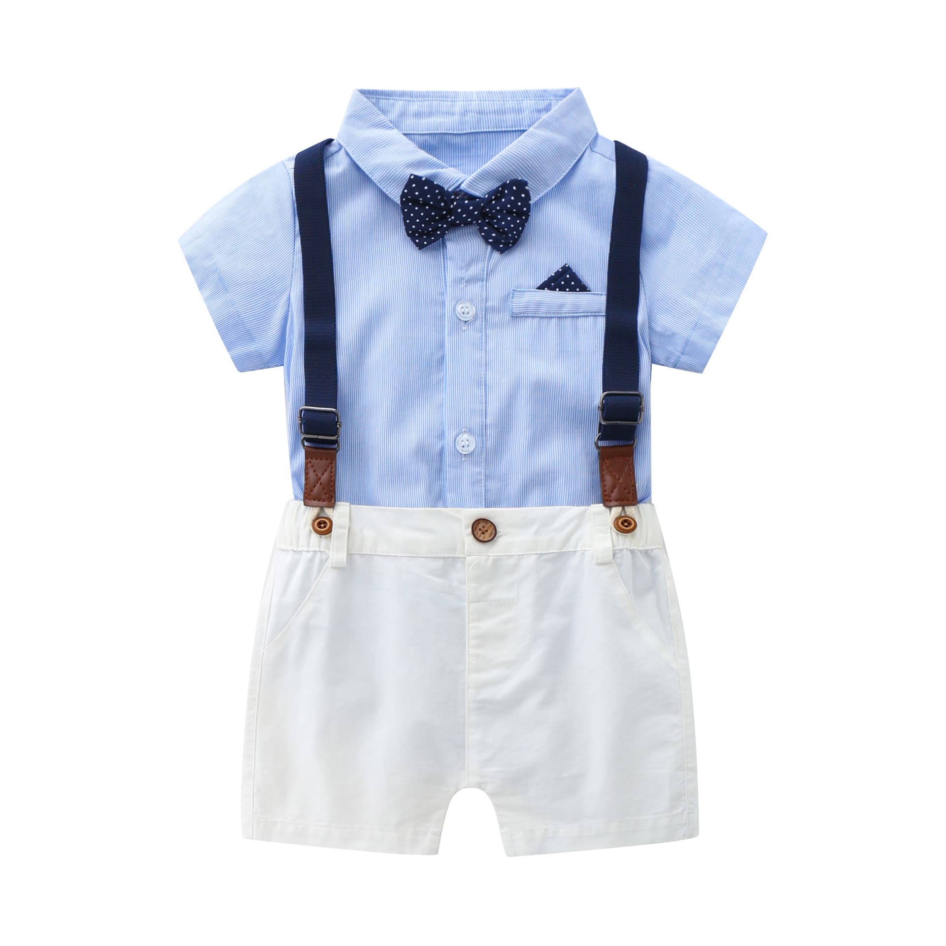 Summer children's bow tie, set for boys, navy overall, 3 pieces 2