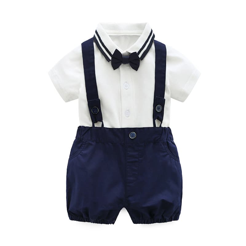 Summer children's bow tie, set for boys, navy overall, 3 pieces 1