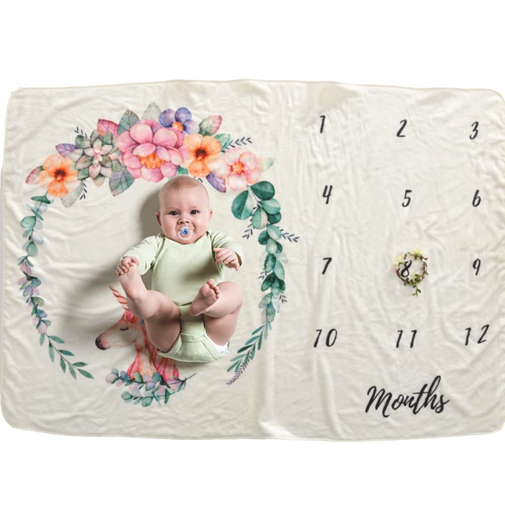 Baby baby milestone blanket milestone photography children's blanket baby blanket props cartoon blanket 4