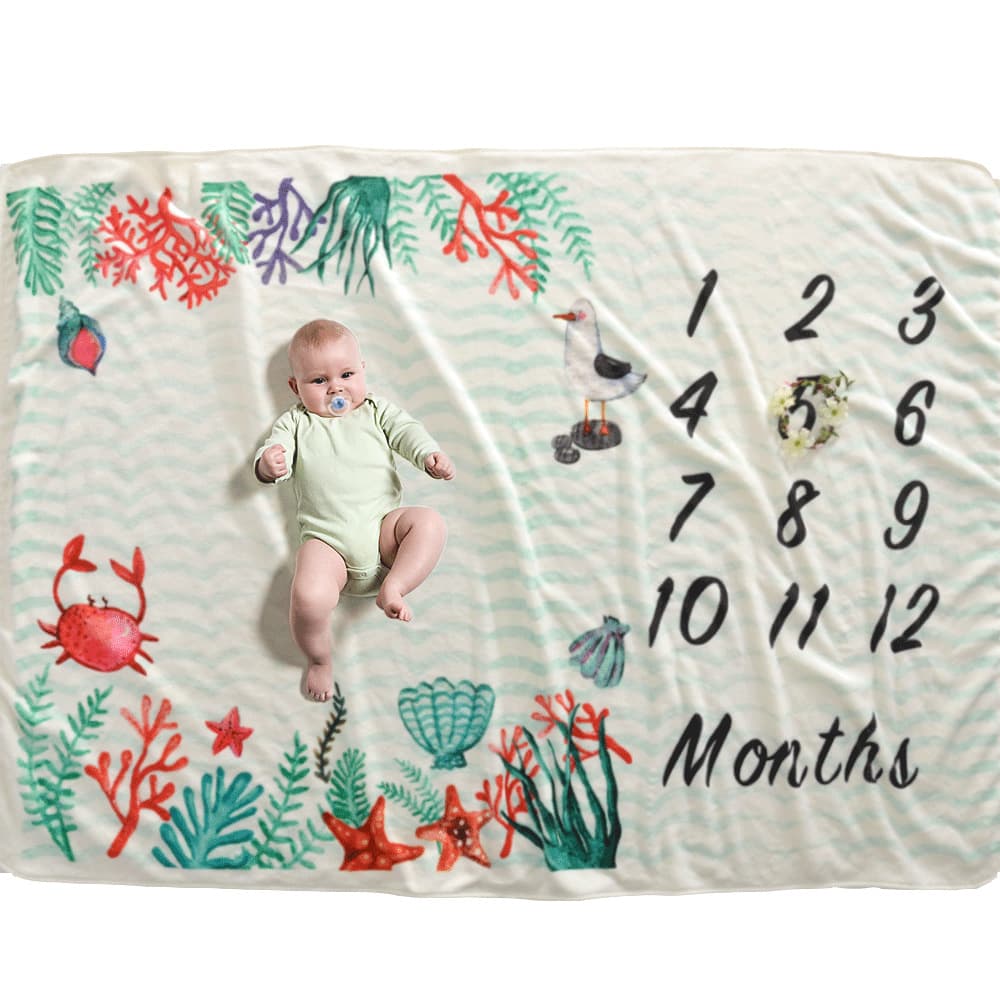 Baby baby milestone blanket milestone photography children's blanket baby blanket props cartoon blanket 1