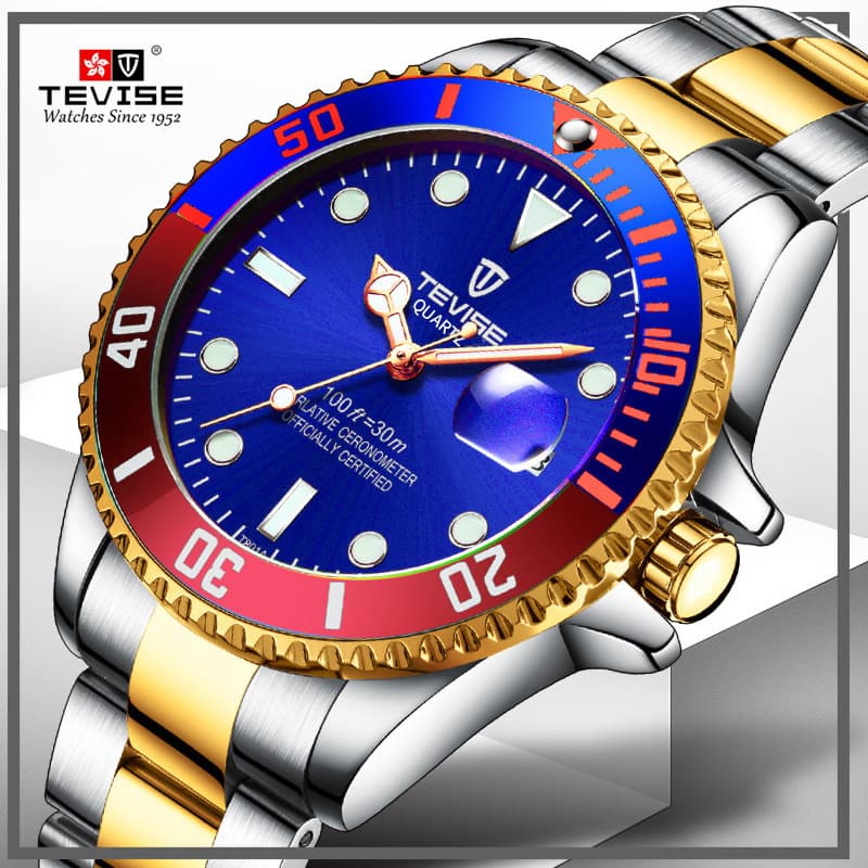 Quartz sports men's watch, steel belt, Switzerland 1