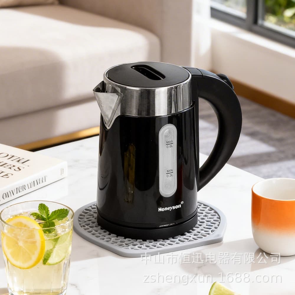 Honeyson Can be negotiated with stainless steel electric kettle European hotel automatic electricity disconnection insulation electric kettle 0.6L 4