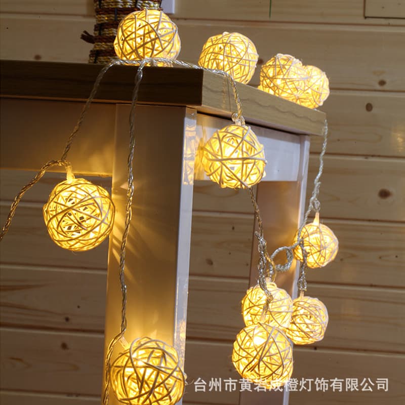 LED colorful light birthday decoration atmosphere light handmade round vine ball string ball star light string wholesale 4