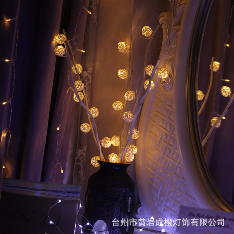 LED colorful light birthday decoration atmosphere light handmade round vine ball string ball star light string wholesale 1