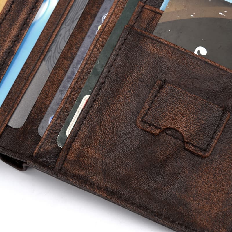 Retro leather wallet, anti-theft, cowhide, genuine leather, with a vintage distressed effect 2