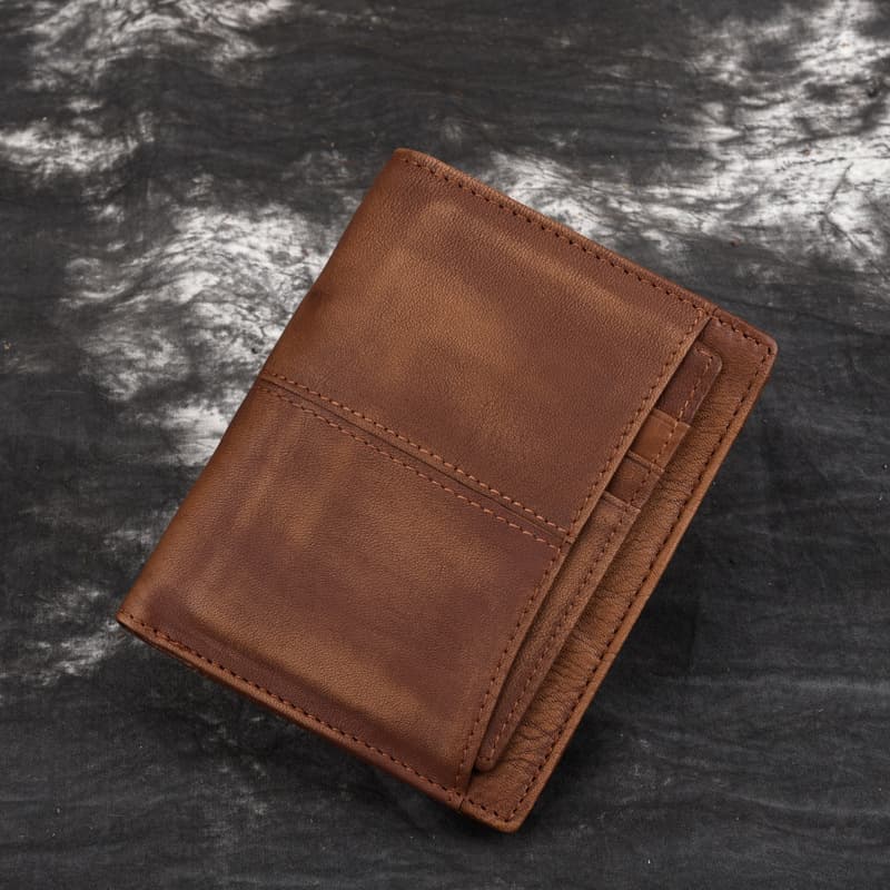 Retro leather wallet, anti-theft, cowhide, genuine leather, with a vintage distressed effect 3