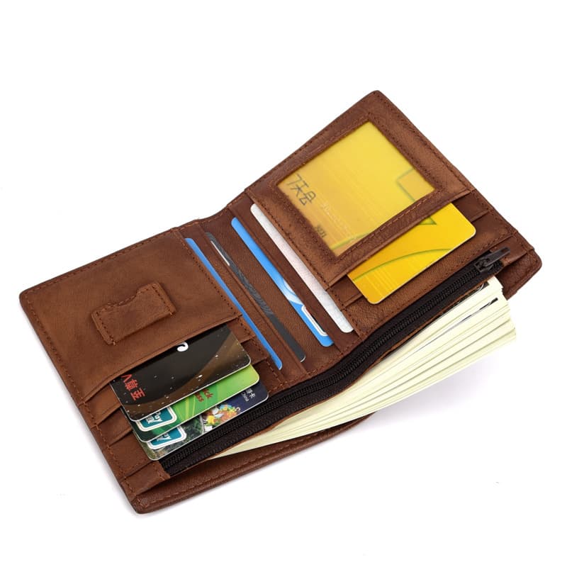 Retro leather wallet, anti-theft, cowhide, genuine leather, with a vintage distressed effect 5