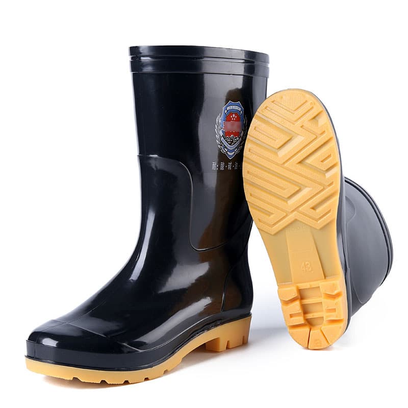 3531 Mid -tube beef tendon bottom three rain boots men's 1502 middle helper rain boots labor protection black rubber shoes and water shoes manufacturers wholesale 3