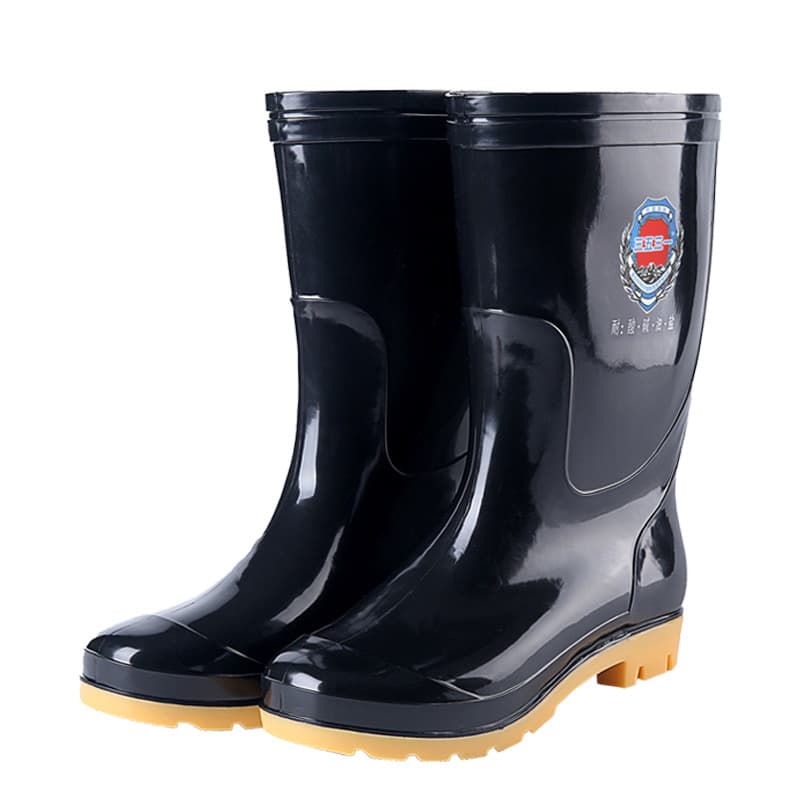 3531 Mid -tube beef tendon bottom three rain boots men's 1502 middle helper rain boots labor protection black rubber shoes and water shoes manufacturers wholesale 1