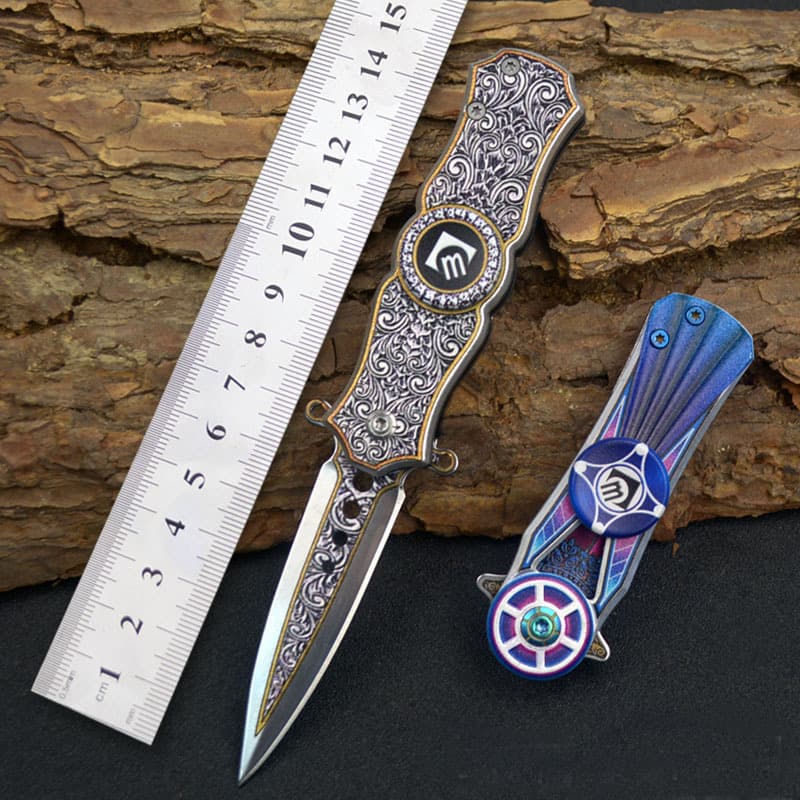 Travel folding spinning top for finger, pocket knife, universal small rostometer 1