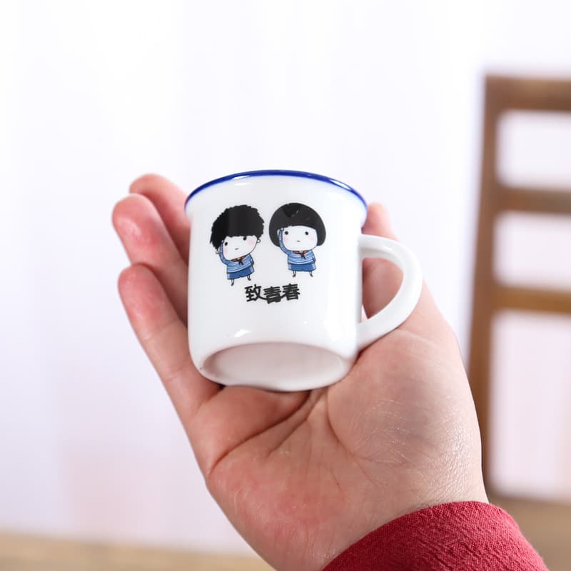 Ceramic classic tea cup, creative small cute shot glass, nostalgia 3