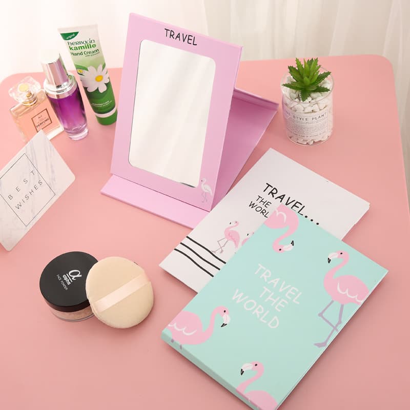 Cartoon folding makeup mirror portable cartoon dormitory paper mirror cute pocket portable cute style