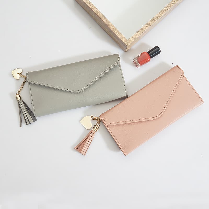 (Wholesale), wallet, long shoulder bag, fashionable pendant with tassels, maxi length, Korean style