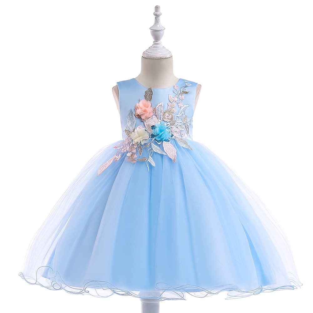 (Cross-border trading), brand evening dress, children's wedding dress, flowered, tulle 3