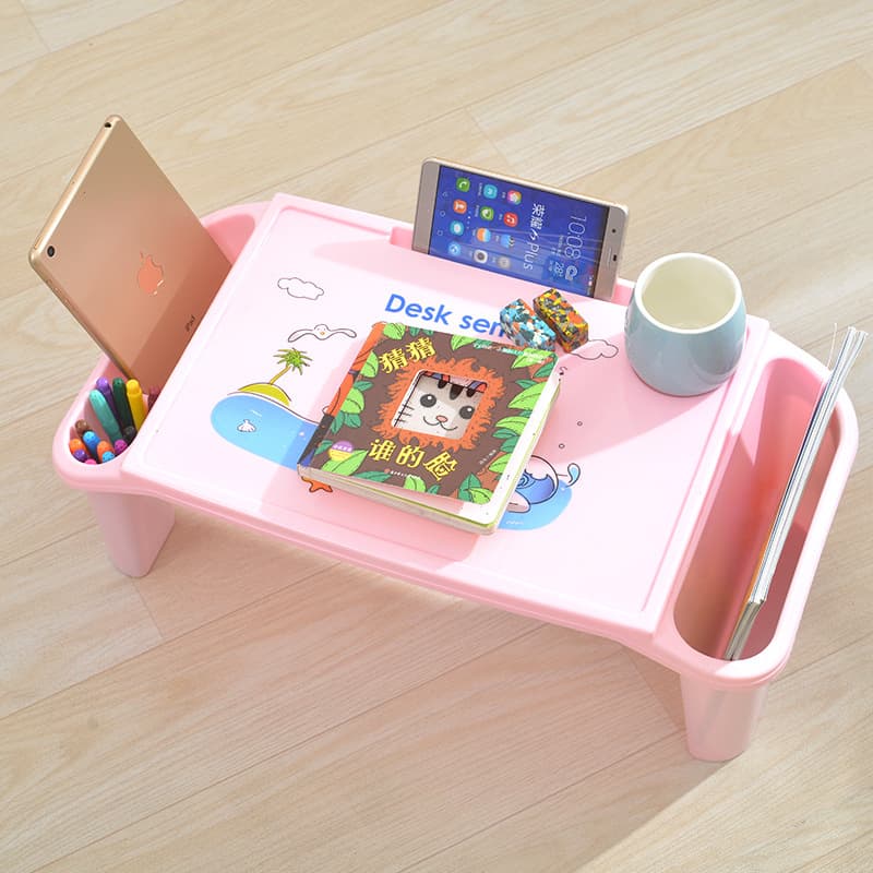 Children's Lazy desk Plastic rice table bed Bed laptop table Baby learning table manufacturer printing logo 3