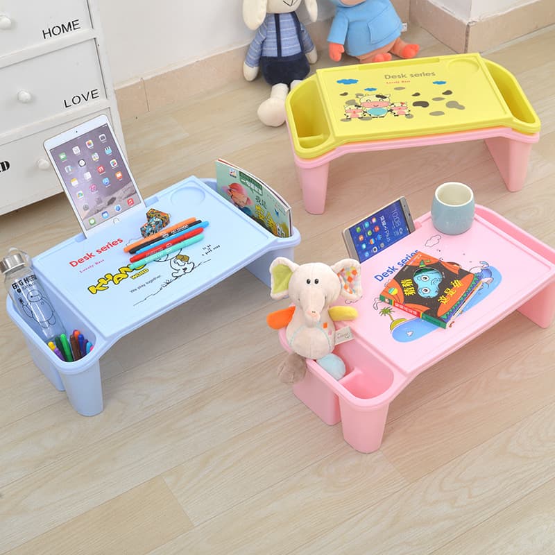 Children's Lazy desk Plastic rice table bed Bed laptop table Baby learning table manufacturer printing logo 4
