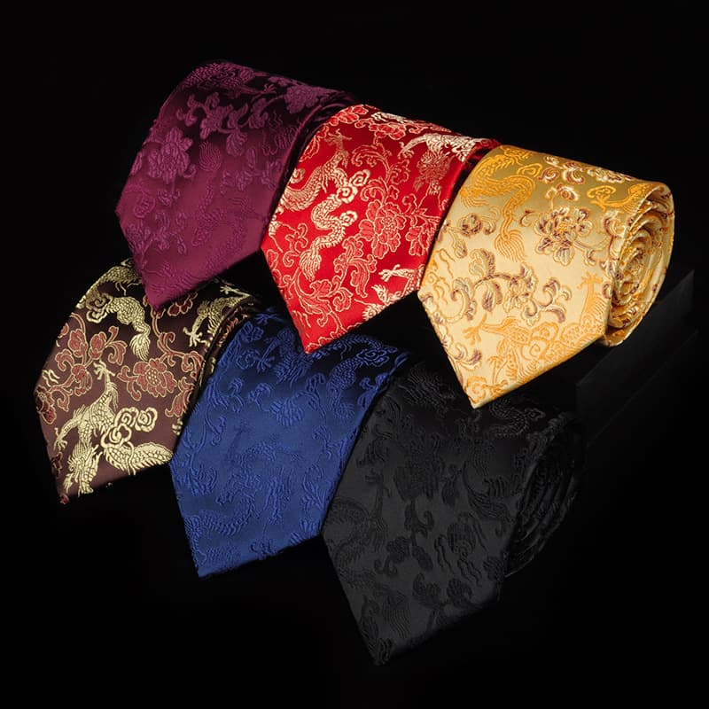 Retro red black blue ethnic tie, Chinese style, ethnic style, print