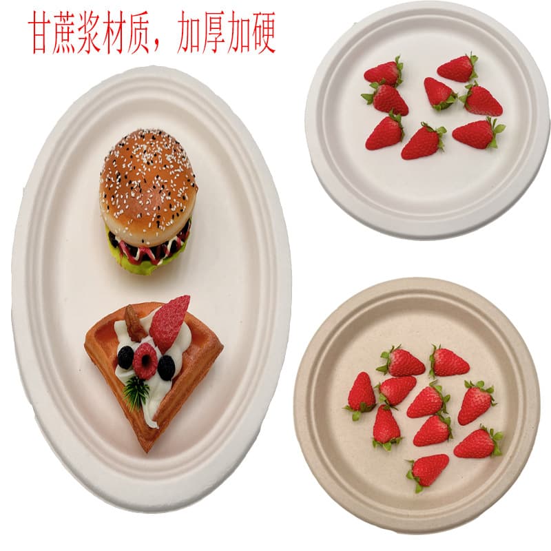 Disposable bone spit plate, thickened cake sharing plate, biodegradable sugar cane pulp picnic barbecue DIY paper plate 4
