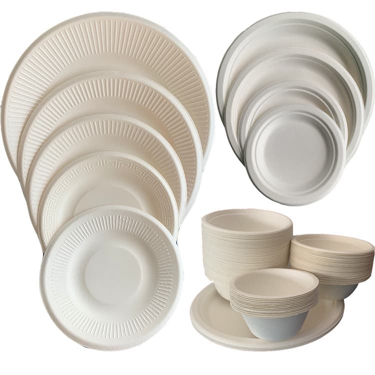 Disposable bone spit plate, thickened cake sharing plate, biodegradable sugar cane pulp picnic barbecue DIY paper plate 5
