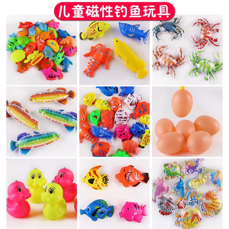 Children's magnetic plastic big double-sided three dimensional fishes for fishing