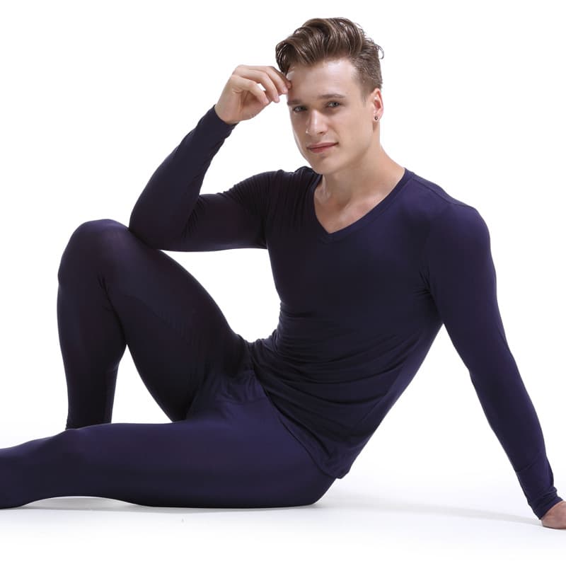 Demi-season thin keep warm thermal underwear, cotton base set with a round collar 3