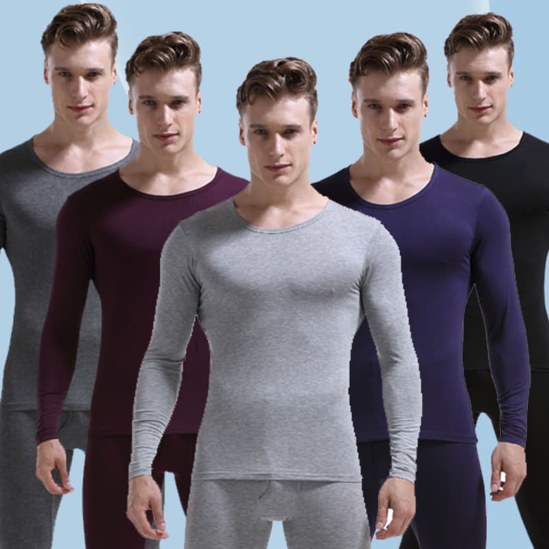 Demi-season thin keep warm thermal underwear, cotton base set with a round collar 1