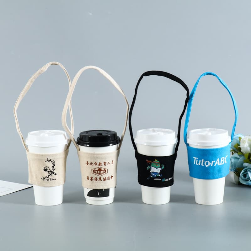 Hot -selling canvas cup set beverage handbag cotton cotton cotton beverage cup bag portable milk tea coffee cup set 2